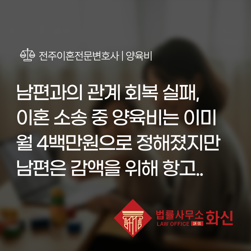 이혼소송 중 생활비와 양육비 지급이 중단되어 양육비를 청구한 사건