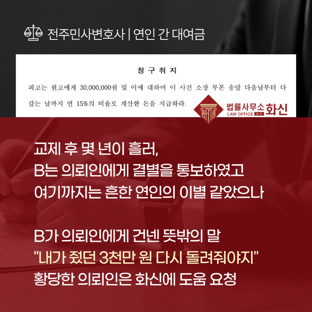 전주대여금 소송 대여금 반환청구