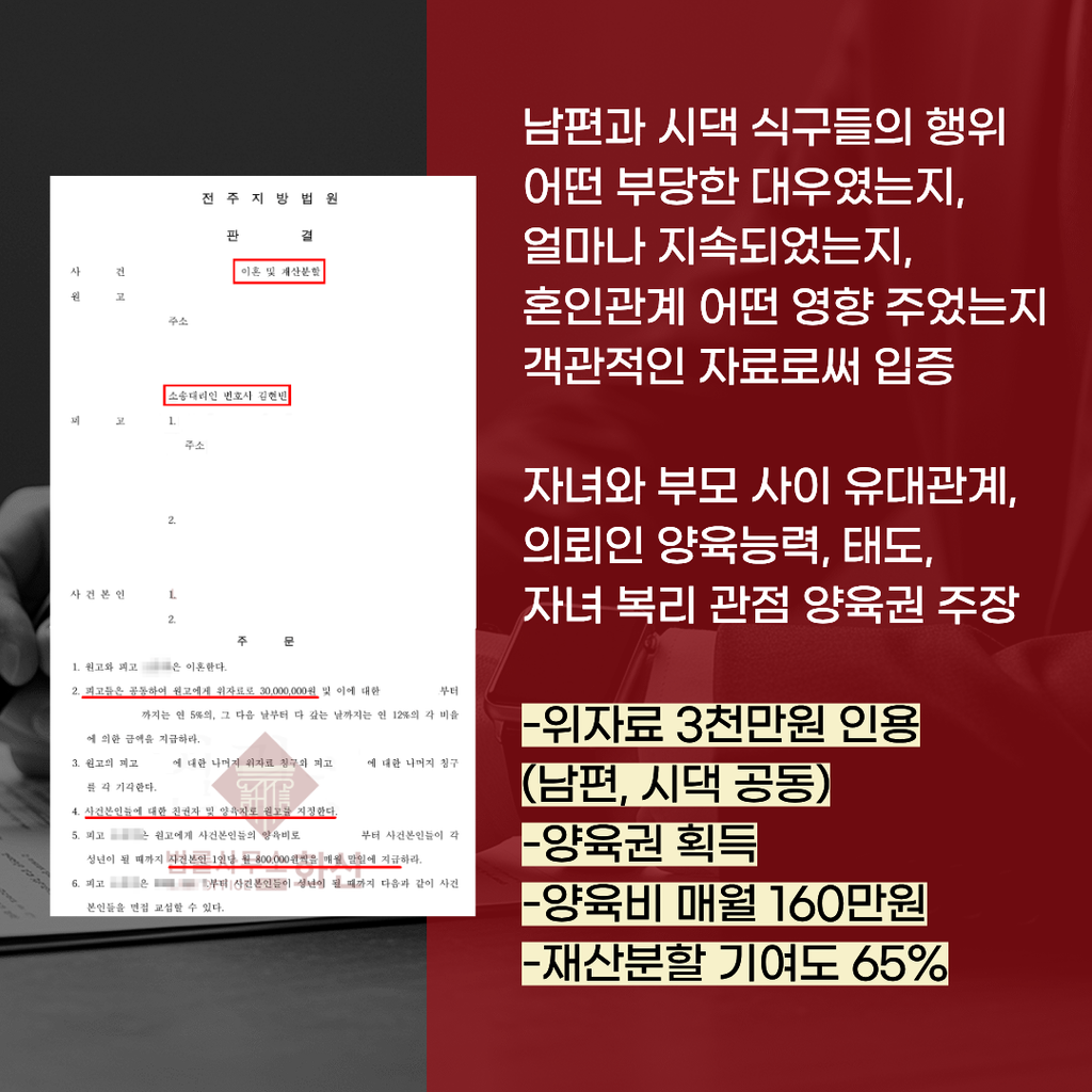 전주이혼소송 승소사례 판결문