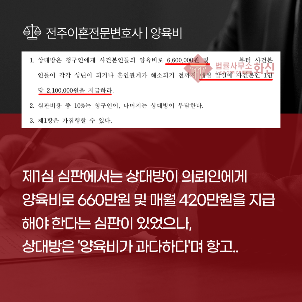 전주 양육비청구소송 양육비 항고 대응을 위한 상담 및 사건 검토