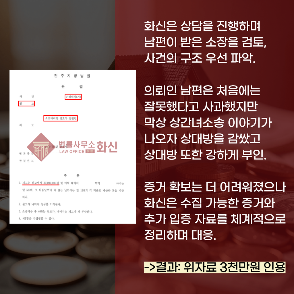 상간 위자료 청구 사건의 법원 판결